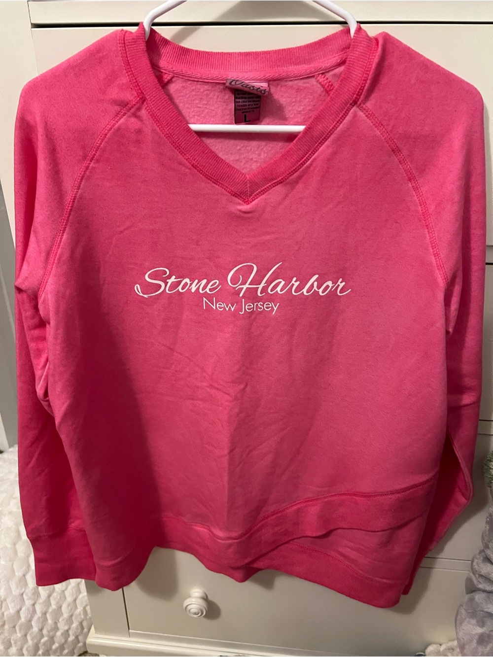 Pink V-Neck Sweatshirt - Women